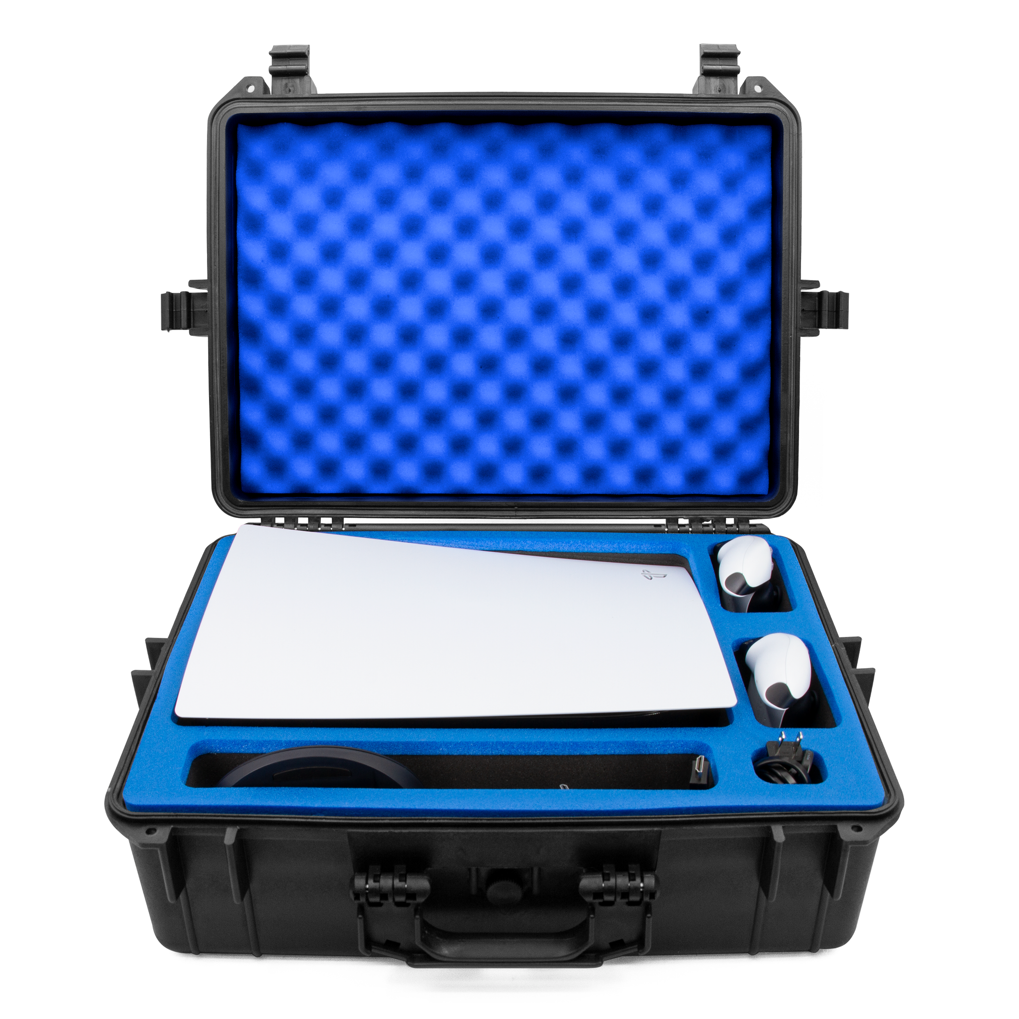 CASEMATIX Hard Shell Travel Case Compatible with PlayStation 5 Console, Controllers, Games and Accessories - Waterproof PS5 Carrying Case with Foam | Lightweight & Affordable Hard Cases For Microphones, Guns, PS5s &