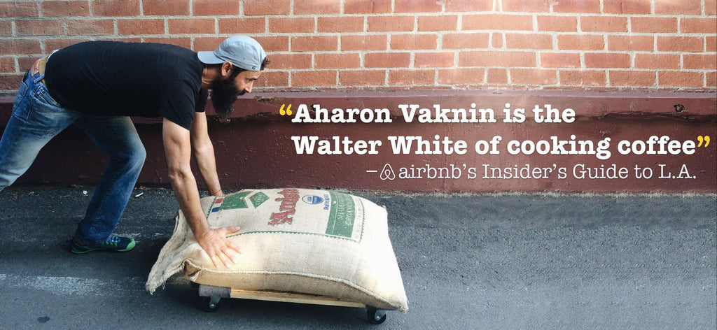 aharon coffee and a coffee bag