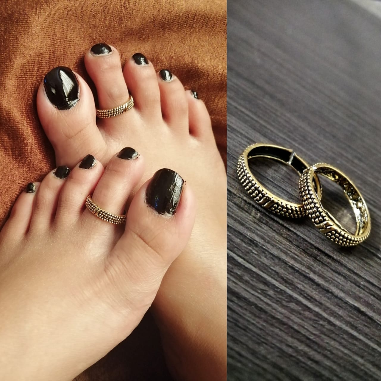 Stylish pair of Toe Rings in Oxidized silver