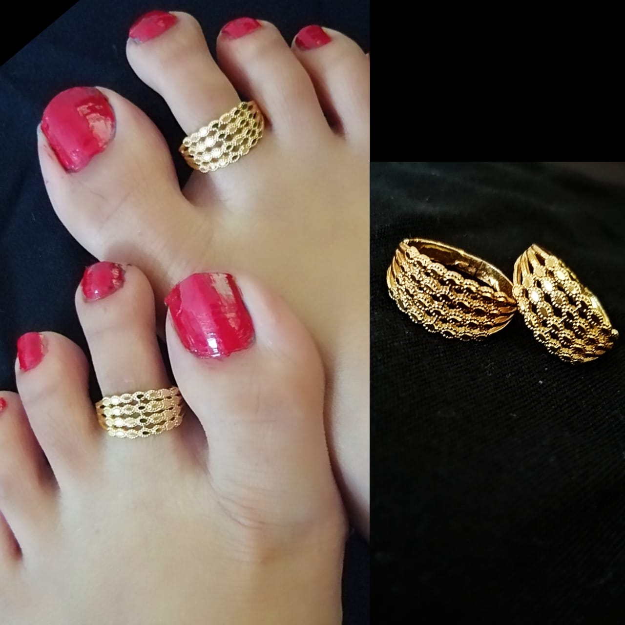 14K Gold Triple Band Toe Ring – Diamond Nose Rings