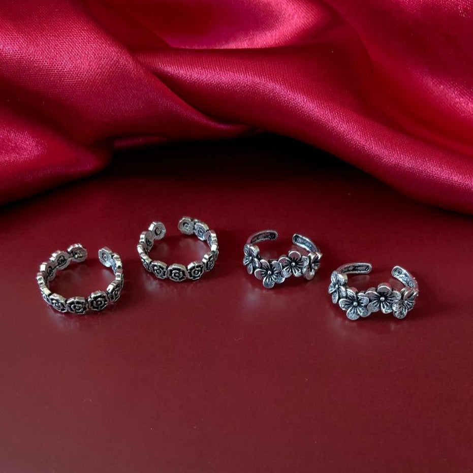 Taraash 925 Streling Silver Round Design Toe Ring for Women
