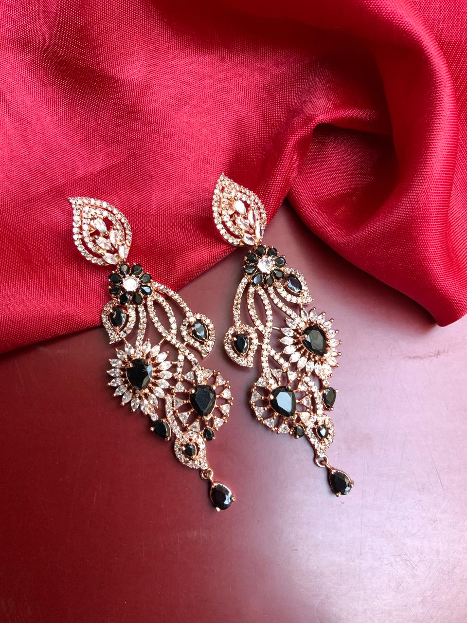 Beautiful Rose Gold American Diamond Earrings Latest Earring ...