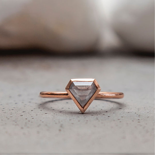 0.63ct Shield Cut Salt & Pepper Diamond Ring (Rose Gold)