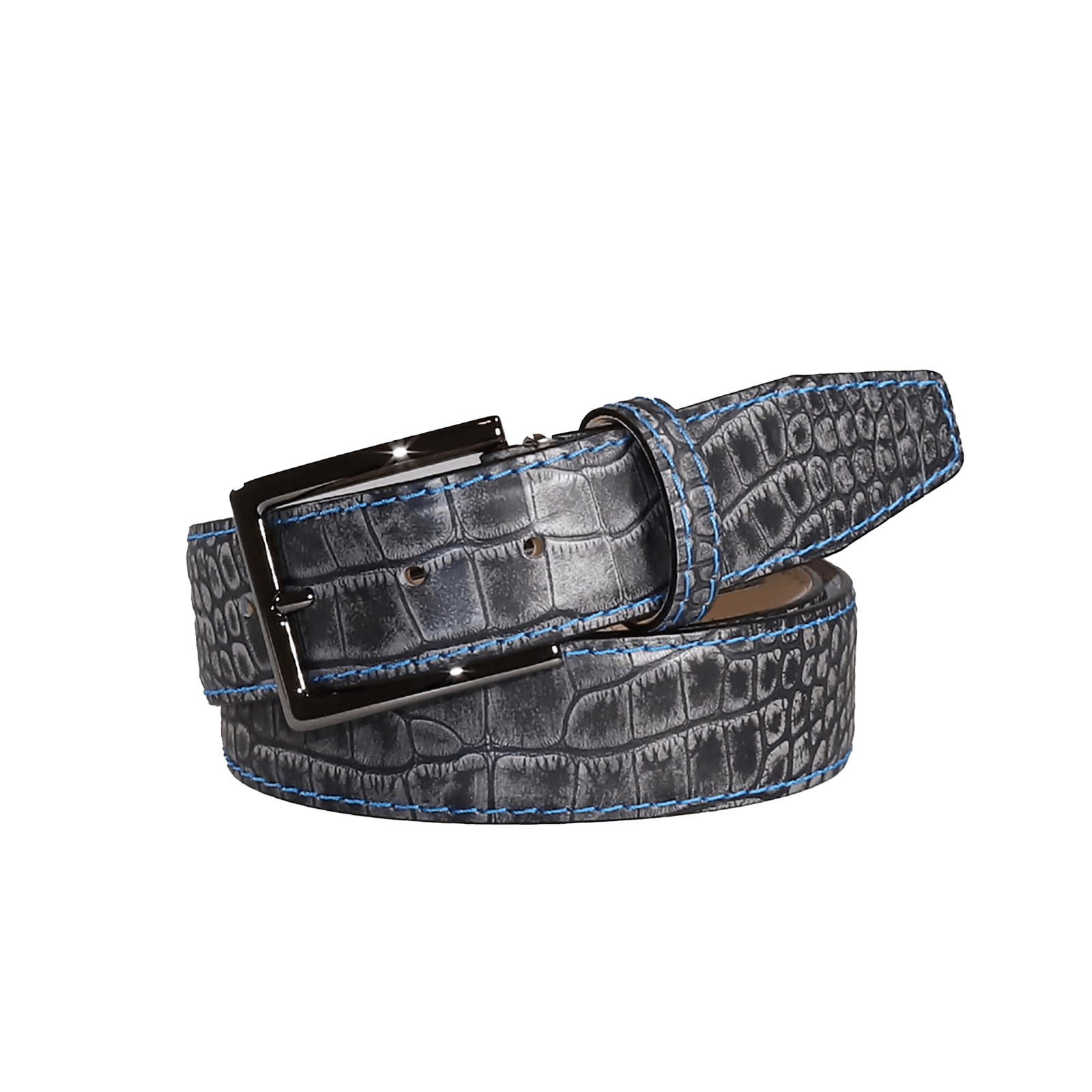 Platinum Mock Crocodile Leather Belt | Mens Leather Goods