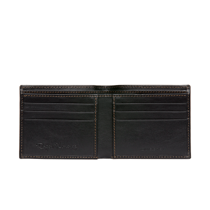 Calvin Klein Mens Saffino Leather Bi-Fold Wallet - Black - One Size