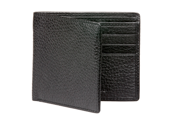 Black Pebble Grain Leather Wallet, Mens Leather Goods