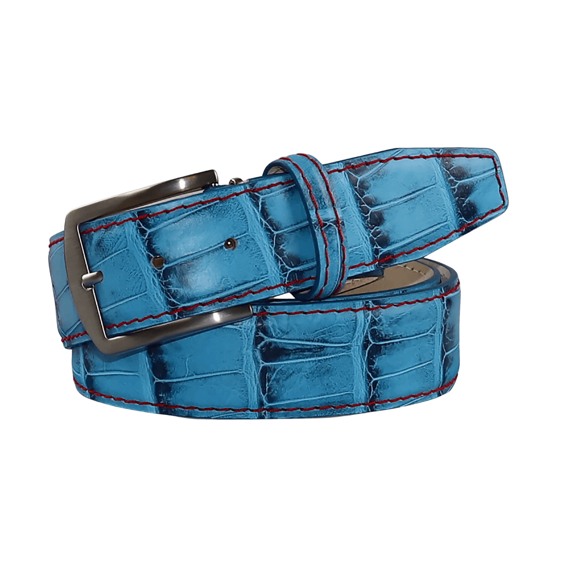 Carolina Blue Mock Gator Leather Belt