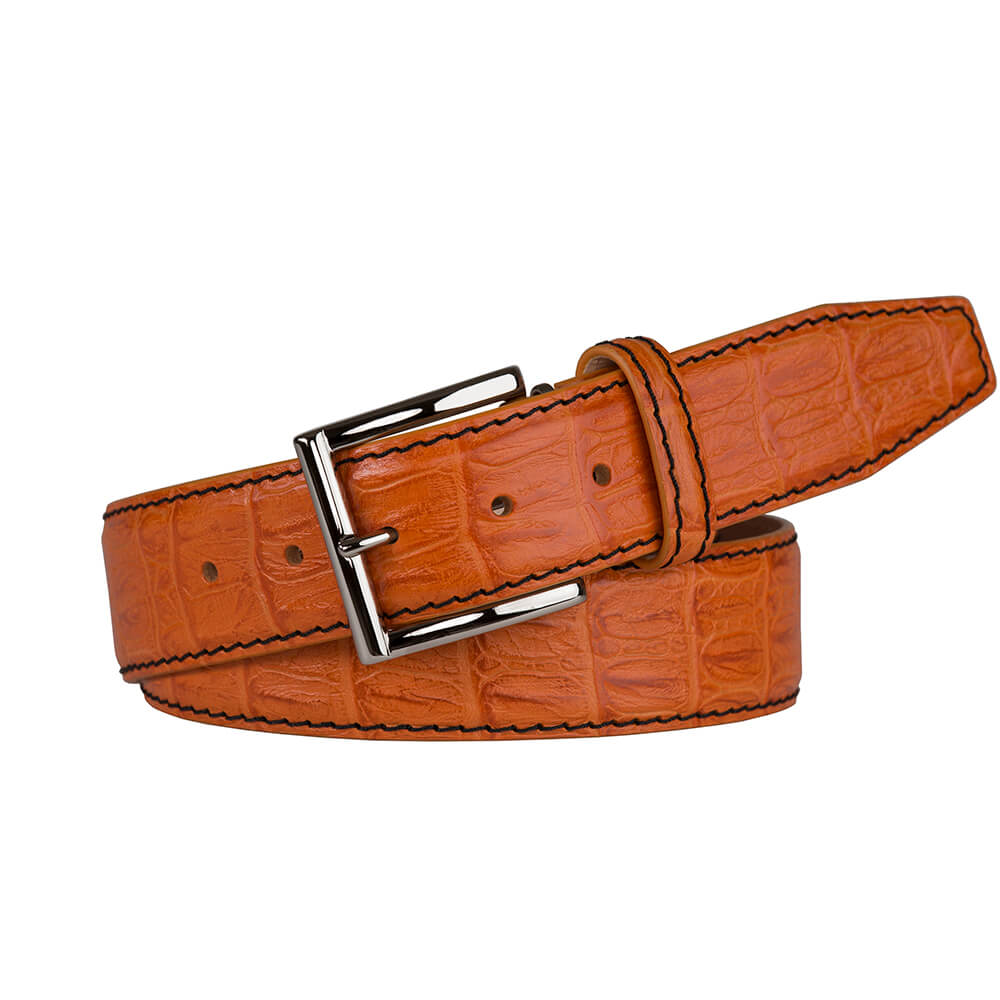 Download Mock Caiman Orange Belt | Mens Leather Goods | Roger Ximenez