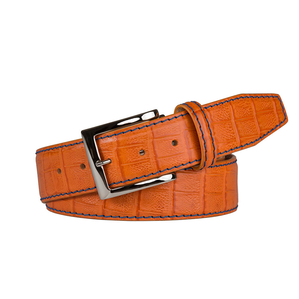 Download Mock Caiman Orange Belt | Mens Leather Goods | Roger Ximenez