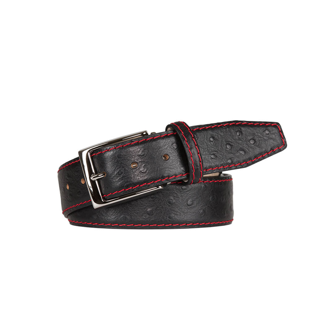 Download Black Mock Ostrich Leather Belt | Mens Fashion | Roger Ximenez