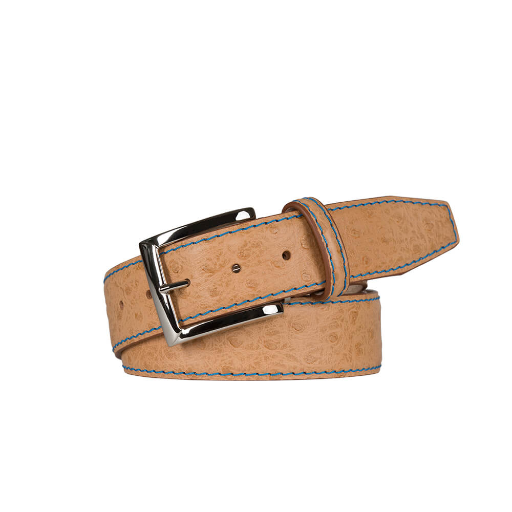 Download Cream Mock Ostrich Leather Belt