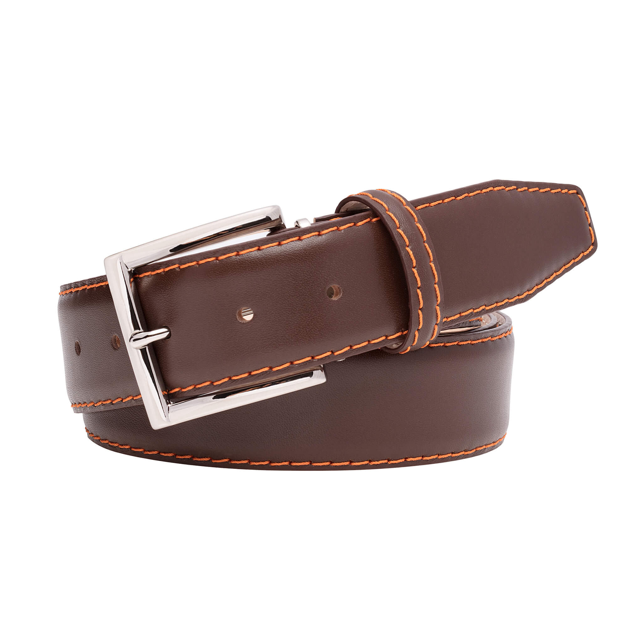 Italian Leather Belt Rich Cognac Tan Calf Leather Weave Braid