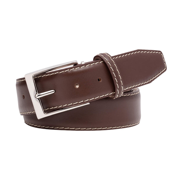 Dark brown leather belt - Calf leather Belt - CINABRE Paris