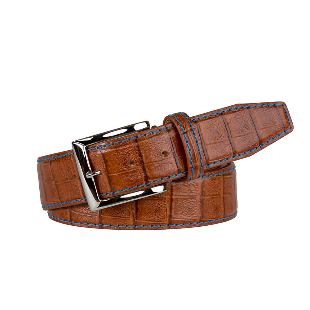 Download Saddle Mock Caiman Belt | Mens Leather Goods | Roger Ximenez