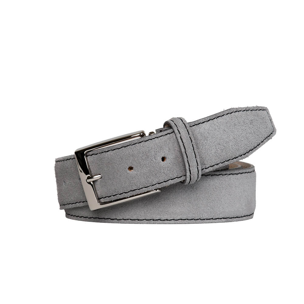 Premium Gray Suede Leather Belt | Men's Fashion | RogerXimenez.com