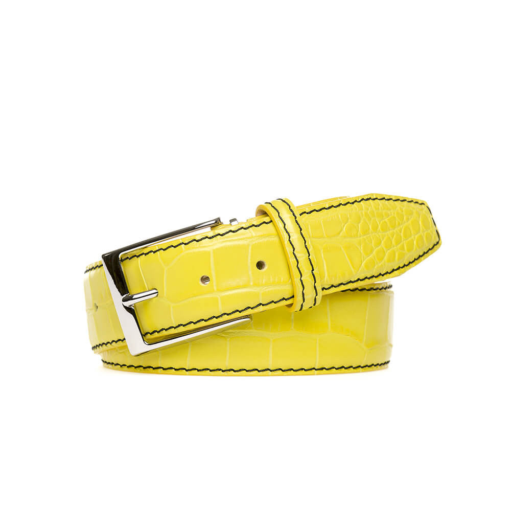 BLUE /YELLOW Double Side Genuine Alligator Crocodile Leather