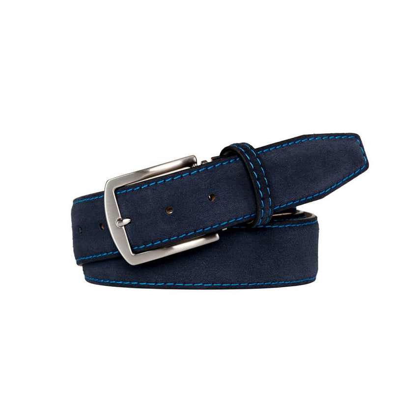 Navy Suede Leather Belt | Mens Leather Accessories | Roger Ximenez