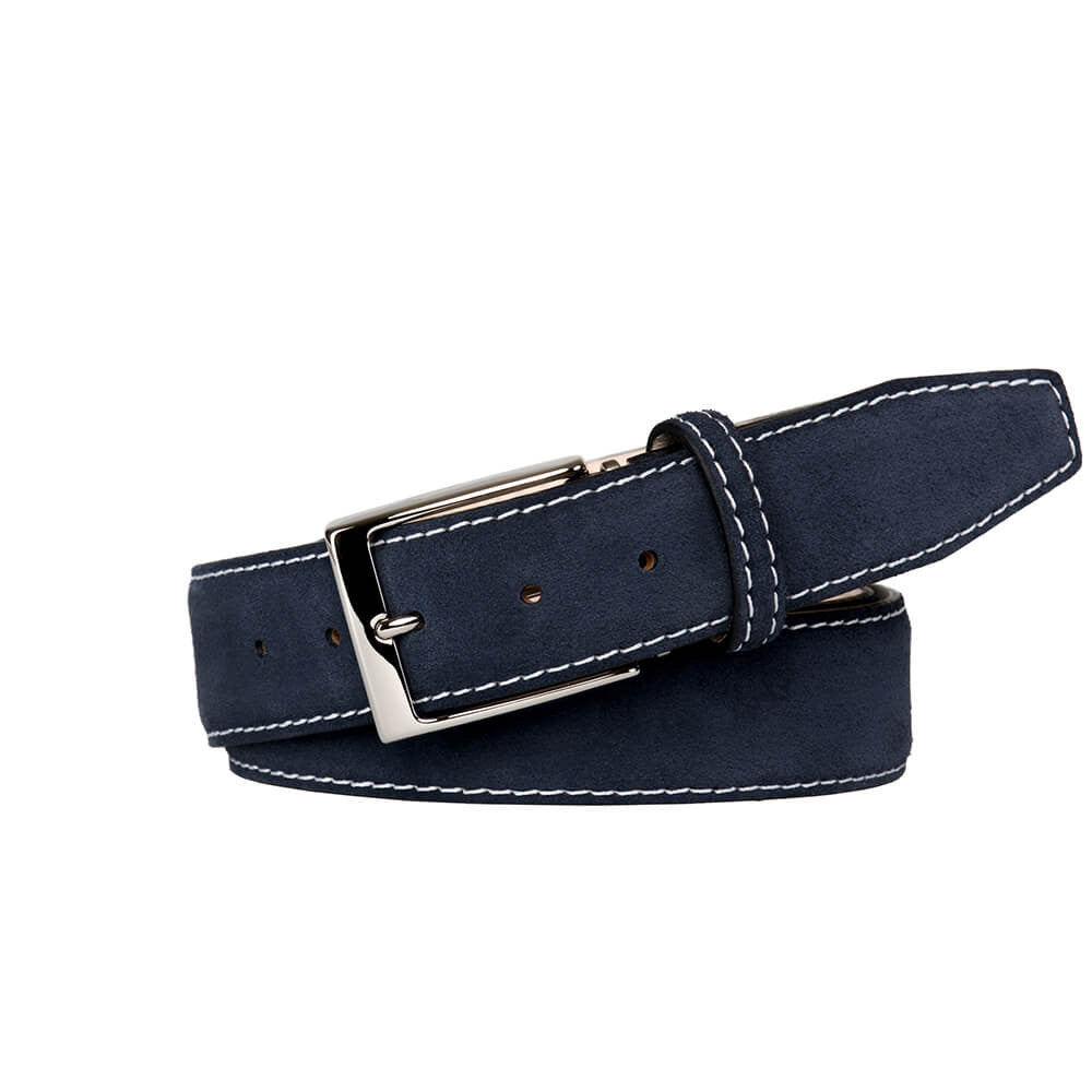 Navy Suede Leather Belt | Men's Fashion | RogerXimenez.com