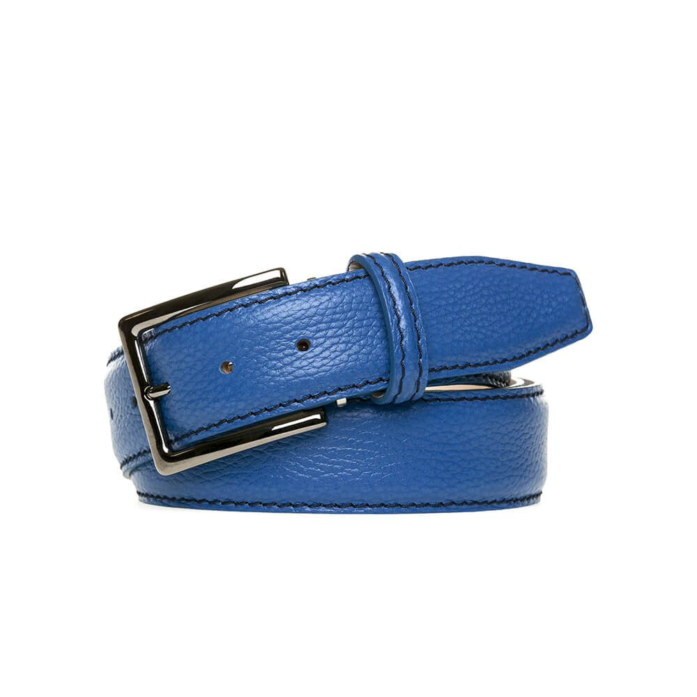 Kiton Belt Lapis Blue - Narrow Leather Men Belt 100 / 40 Sale