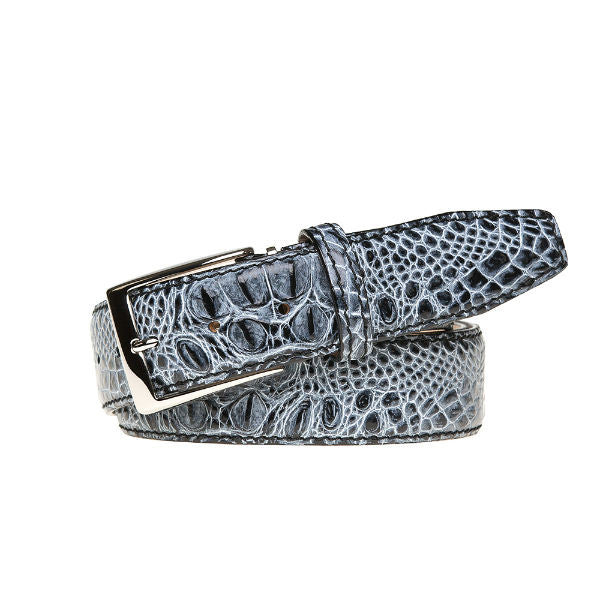 Download Men's Blue Shadow Mock Crocodile Leather Belt | Roger Ximenez