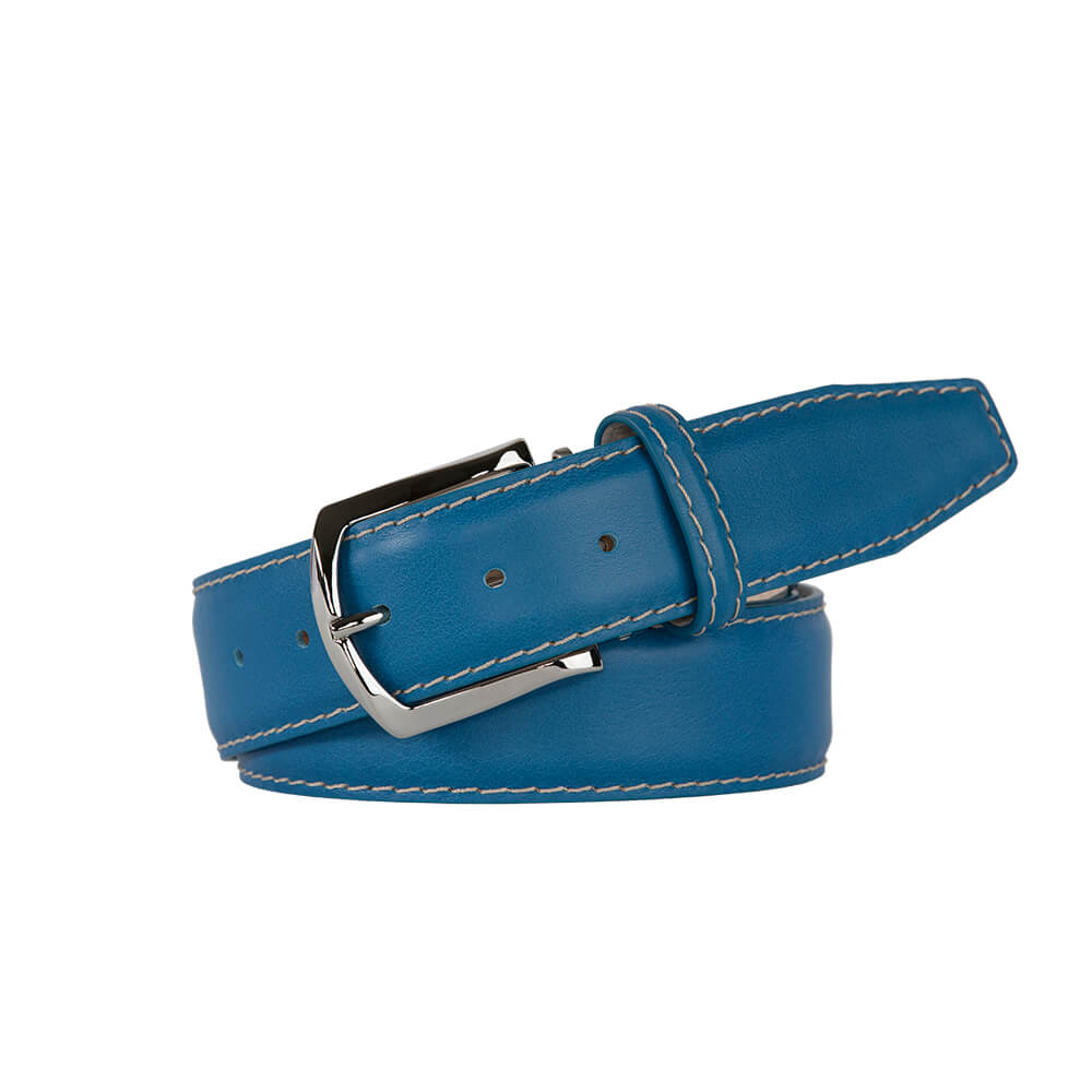 Sky Blue Italian Calf Leather Belt | Bespoke Mens Wear | Roger Ximenez