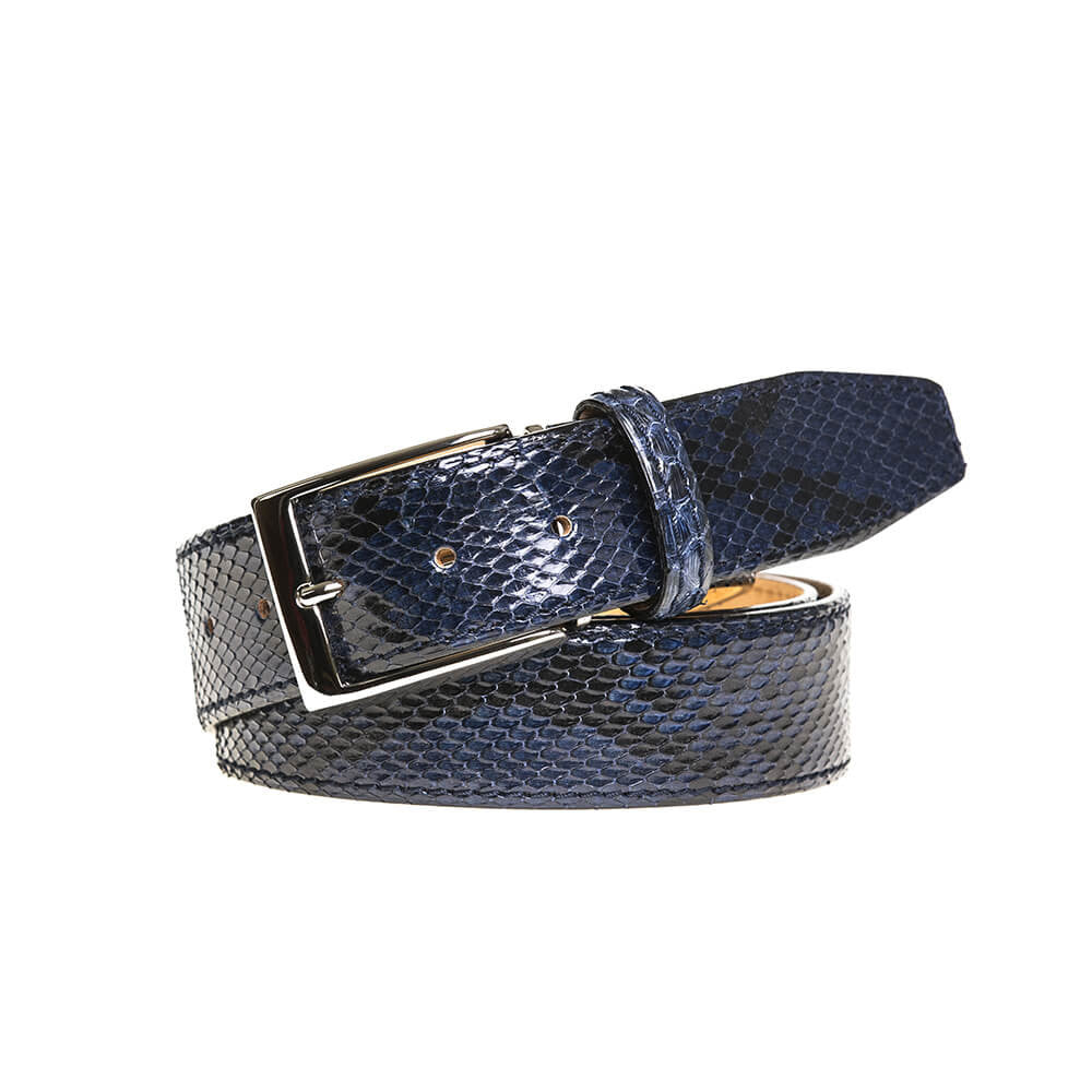 mens navy blue leather belt