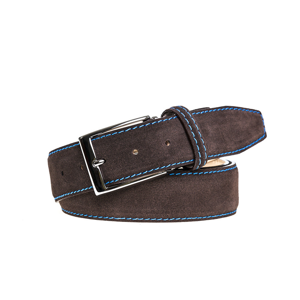 Brown Suede Designer Leather Belt | Mens Leather Goods | Roger Ximenez