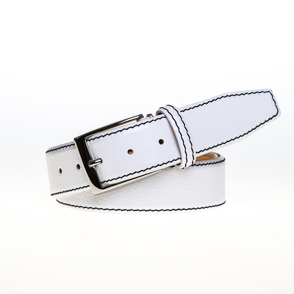 White Italian Pebble Grain Belt | Designer Belts | Roger Ximenez Cobalt / 36 / 40mm