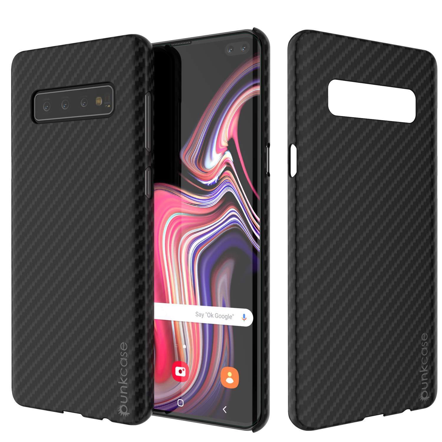 Galaxy S20+ Plus Case, Punkcase CarbonShield, Heavy Duty & Ultra Thin 2 Piece Dual Layer PU Leather Jet Black Cover (Carbon Fiber Style)