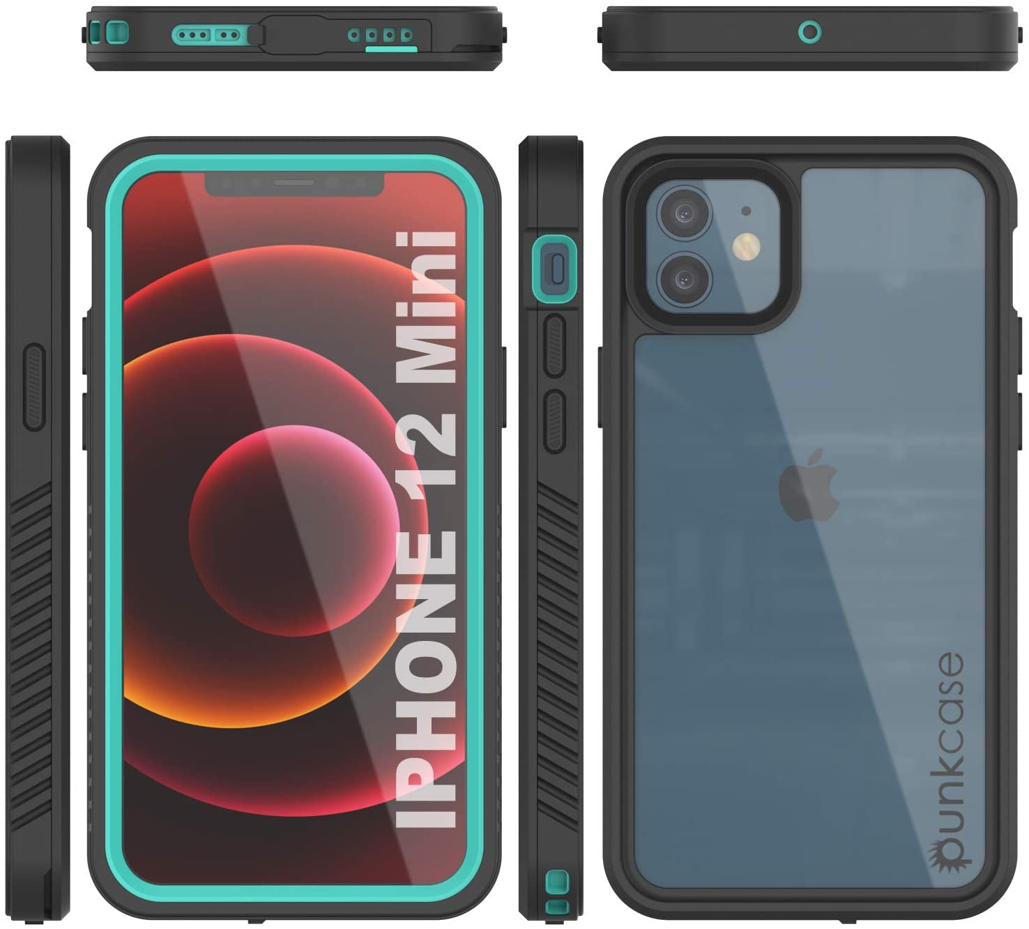 iPhone 12 Mini Waterproof Case, Punkcase [Extreme Series] Armor Cover W/ Built In Screen Protector [Teal]