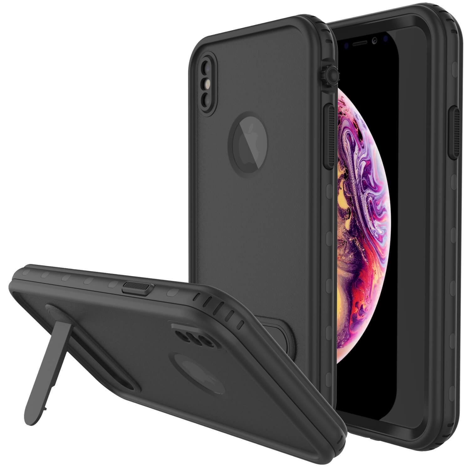 iPhone XR Waterproof Case, Punkcase [KickStud Series] Armor Cover [Black]
