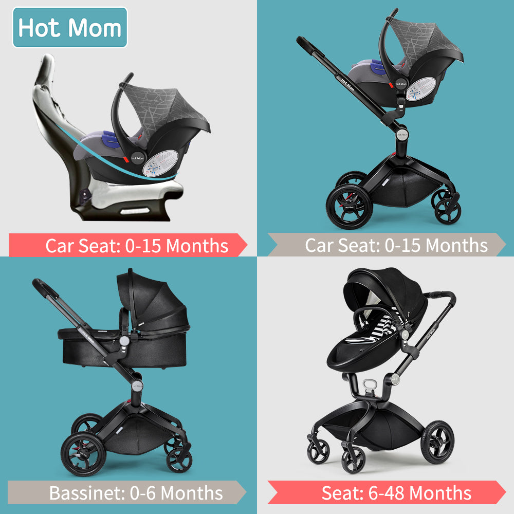 aulon baby stroller 3 in 1 with car seat high view pram for newborns folding 360 degree rotation