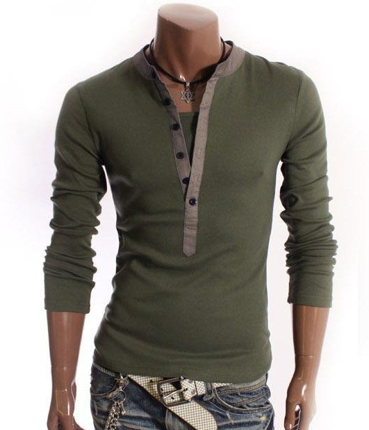 Men's Fashion Slim V-Callor Faux 2pcs long Sleeve – WILLSTYLE