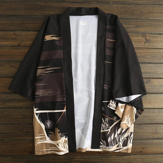 Reversible Kabuki Masks Haori Kimono Cardigan – Kimonoshi