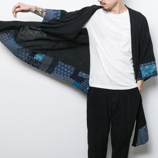 Reversible Kabuki Masks Haori Kimono Cardigan – Kimonoshi