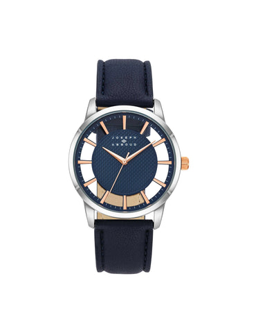Navy & Silver Transparent Dial Strap Watch