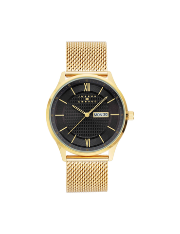 Gold Date Mesh Bracelet Watch