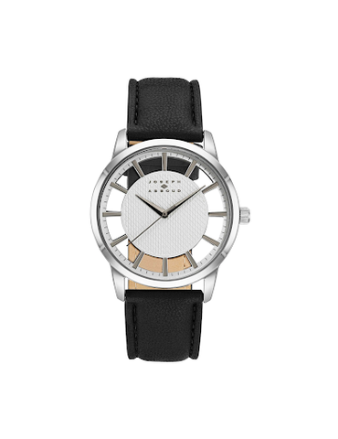 This Black & Silver Transparent Dial Strap Watch