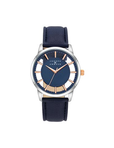 The Navy & Silver Transparent Dial Strap Watch 