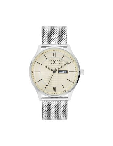 The Silver Date Mesh Bracelet Watch from Joseph Abboud
