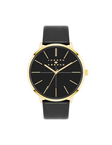 Black & Gold Smooth Strap Watch