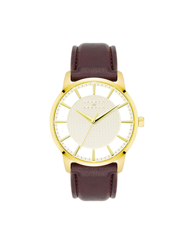 Brown & Gold Transparent Dial Strap Watch