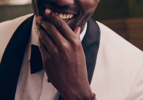 close up on male model wearing joseph abboud suit