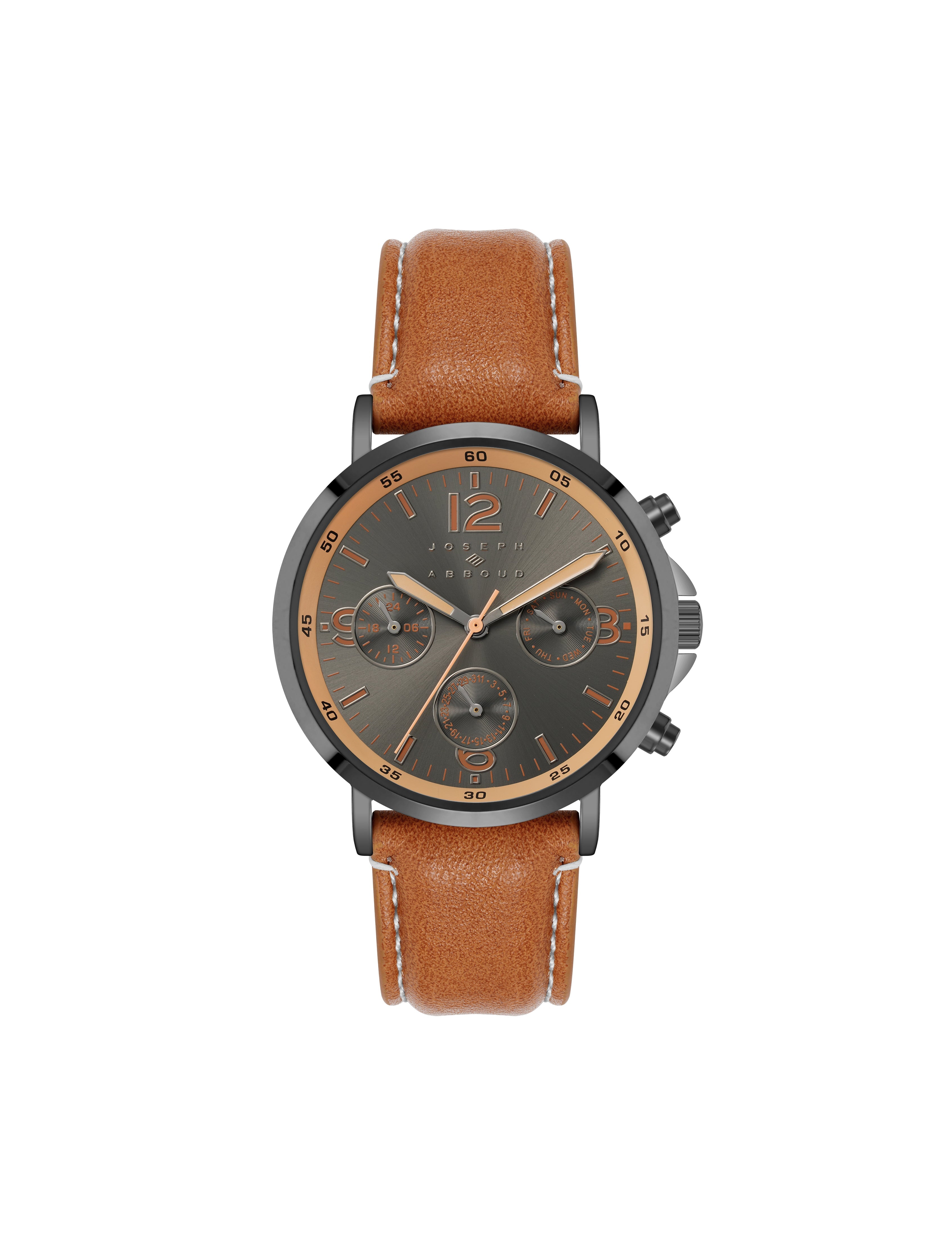Men's (Faux) Leather Grey Dial Watch