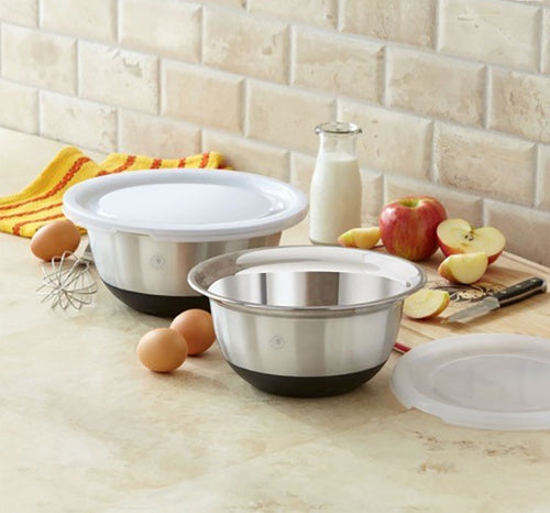 4 Piece Mixing Bowl With Silicone Base & Cover Set-304SS – VIP Customers