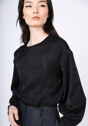 KIMBLE LANTERN SLEEVE BLOUSE - ANTHRACITE - SALIENT LABEL