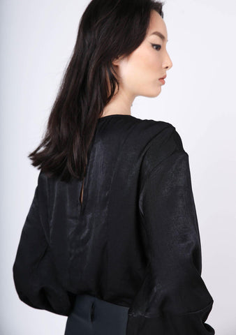 KIMBLE LANTERN SLEEVE BLOUSE - ANTHRACITE - SALIENT LABEL