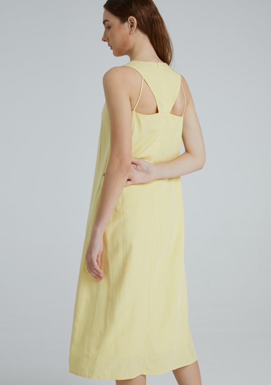 Odette Tencel™ Cut-out Back Shift Dress in Lemon – SALIENT LABEL