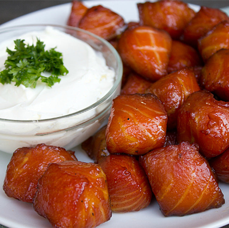 maple smoked salmon nuggets