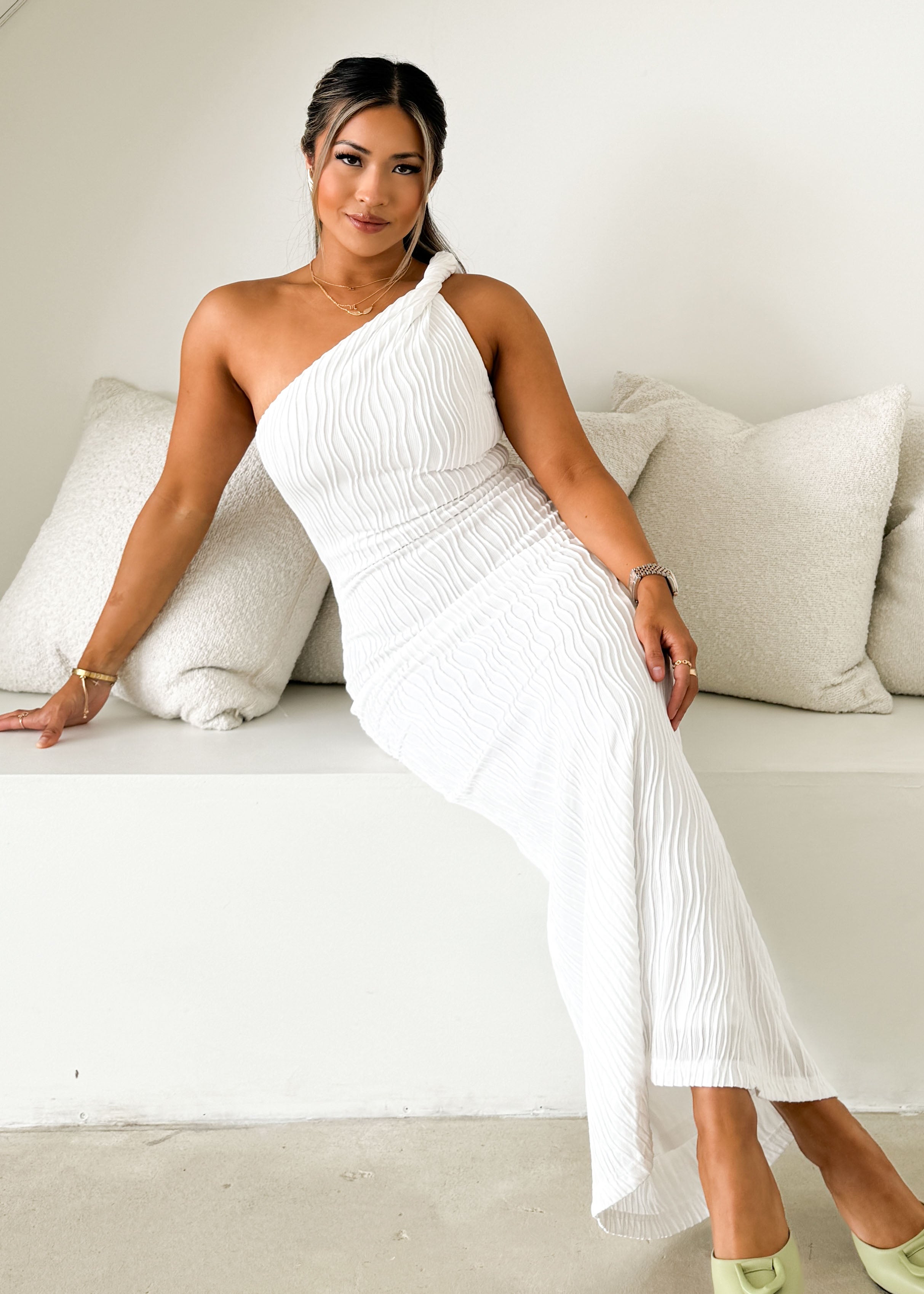 Clayso One Shoulder Maxi Dress - Off White